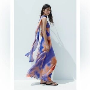 ZARA FOULARD PRINT LONG DRESS